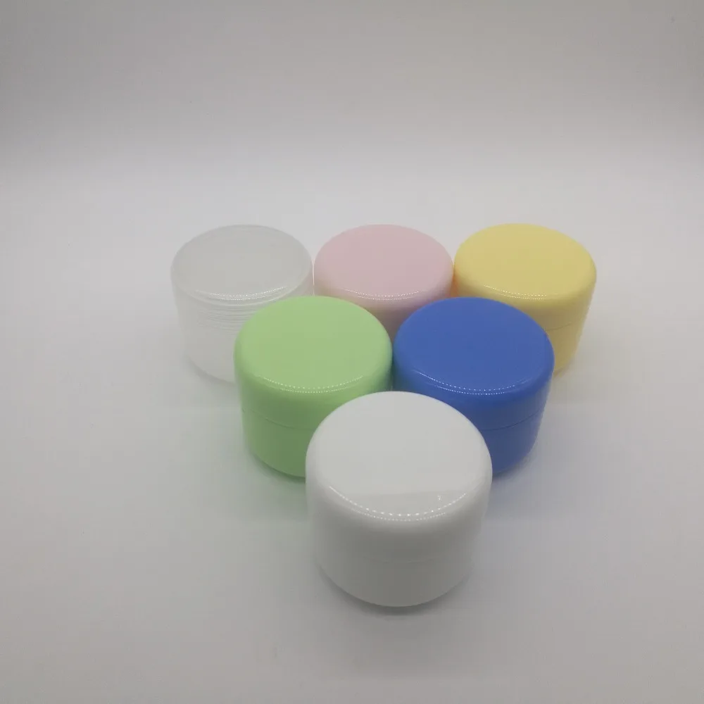 500pcs/lot 50g 50ml colorful plastic cream cosmetic jar with inner lids, empty cream containers for skin care cream