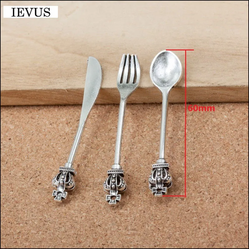 Заводская Цена 3 шт./лот 60 мм * 8 антикварная Посеребренная посуда Подвески нож