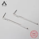 Модные Простые Геометрические Квадратные серьги из стерлингового серебра 100% пробы