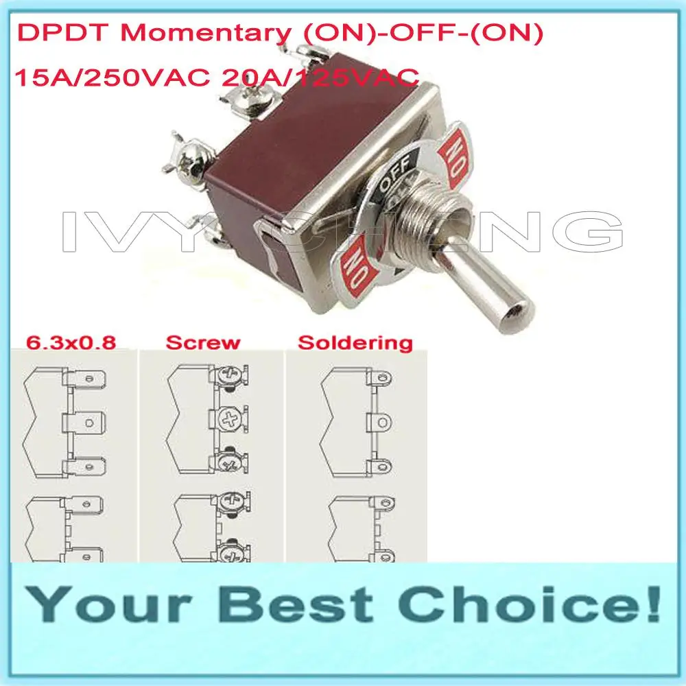 5 шт. 12 мм сверхмощный DPDT моментальный 6Pin (ВКЛ) выкл клавишный тумблер 15A/250VAC