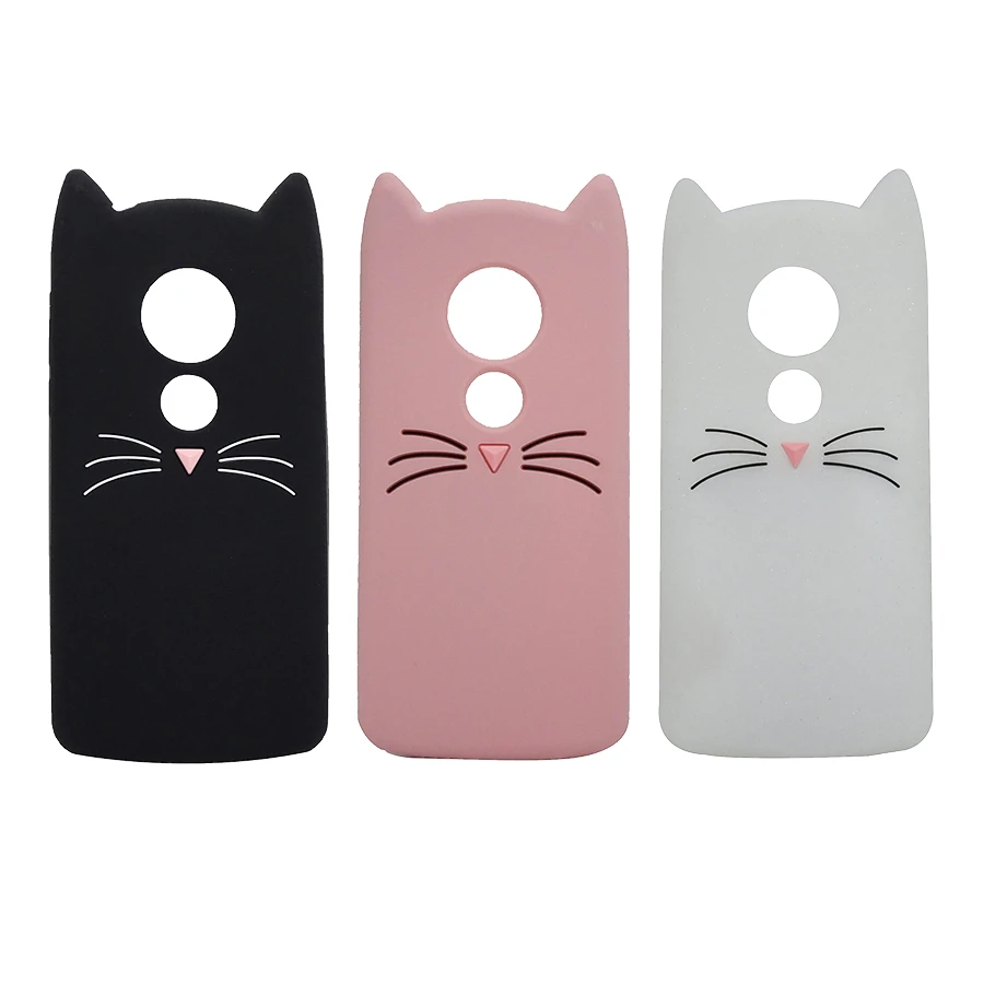 Cute 3D Cartoon Beard Cat Phone Case For Motorola moto G6 Play Soft Silicone Cover Cases E5 G 6 play Fundas |