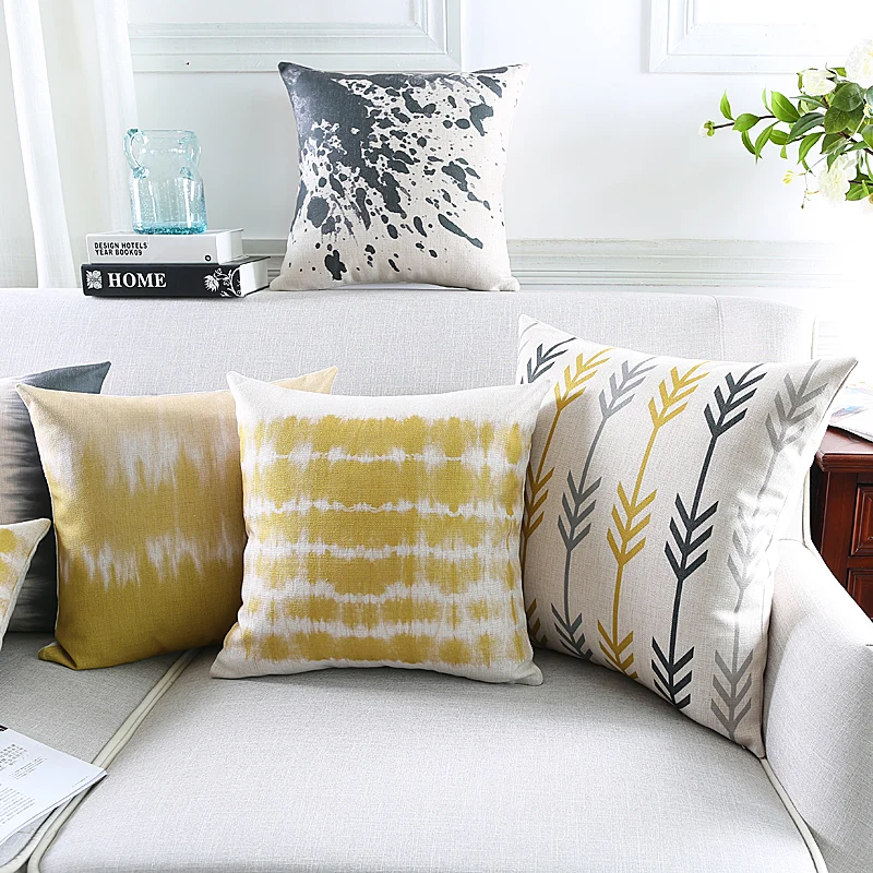 Наволочка для подушки оптом абстрактный серый желтый Водонепроницаемый