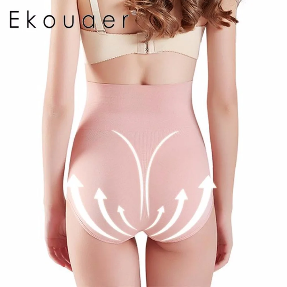 Ekouaer Нижнее белье Женские Трусики Sexy Высокая Талия животик Управление Body Shaper