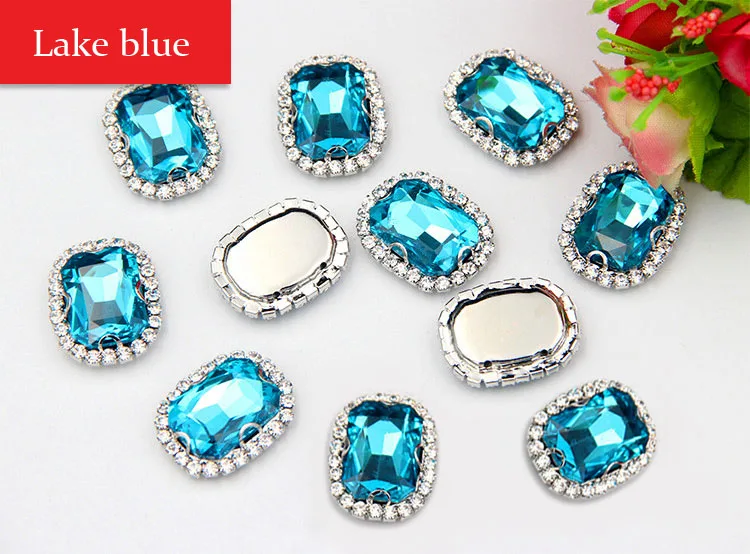 10x14mm Rectangle octagonal shape flatback sew on rhinestones Super flash Crystal buckle loose 20pcs/pack | Дом и сад
