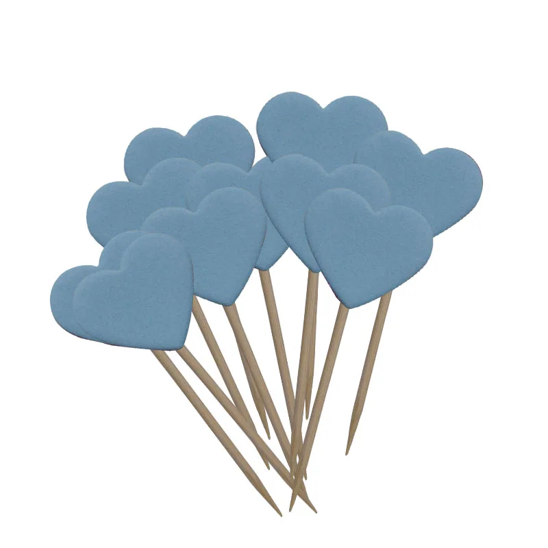 light blue 20 шт./лот ручной работы прекрасный розовый капкейк сердечко топперы торт вечерние принадлежности День рождения Свадебная вечеринка украшения - Цвет: light blue