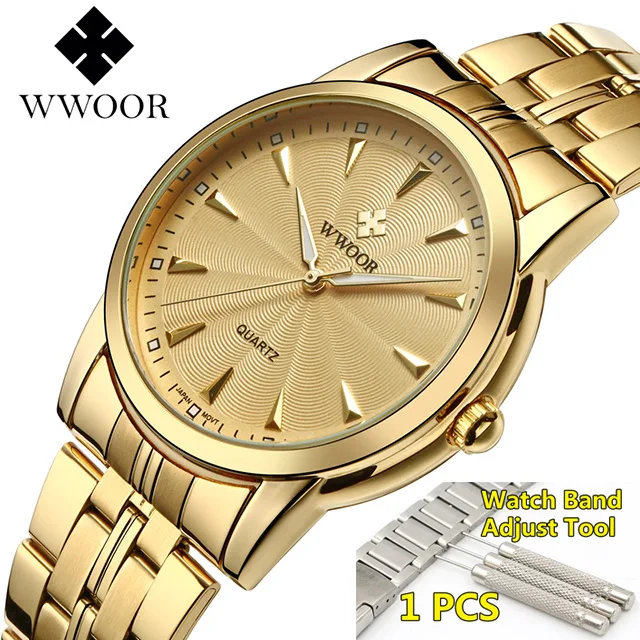 gold gold add tool Мужские часы Relogio Masculino,, роскошный бренд wwoor, золотые мужские наручные часы, мужские водонепроницаемые спортивные часы с датой, деловые мужские часы - Цвет: gold gold add tool
