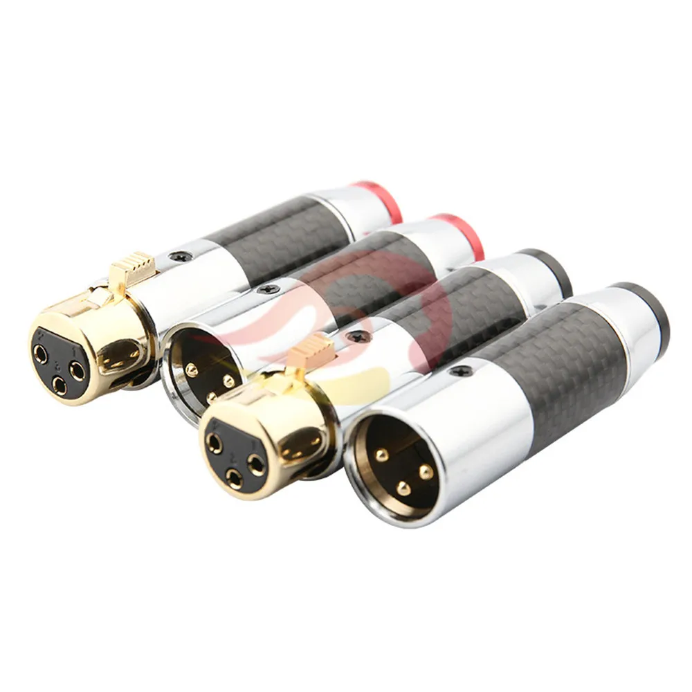 XLR 3 Pin аудио разъемы XLR Мужской Женский Разъем адаптер динамик разъем аудио DIY углеродного волокна позолоченный Hifi штекер