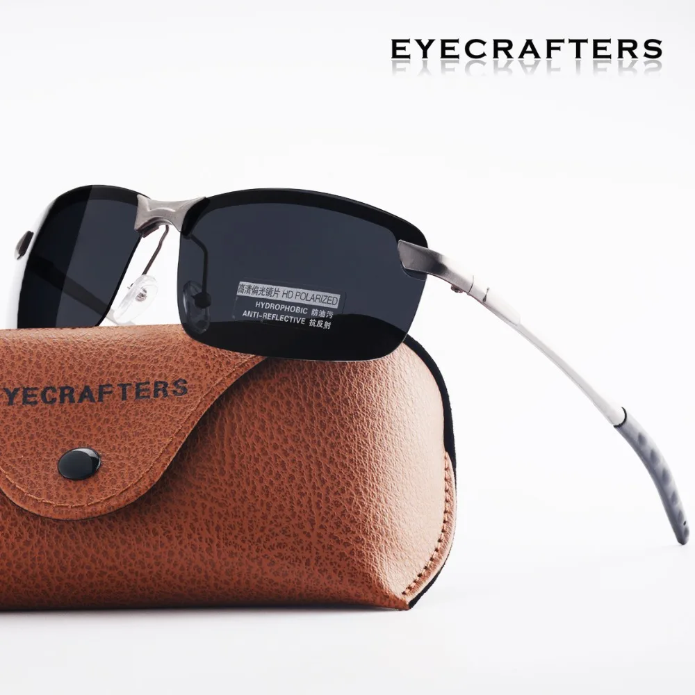 Мужские поляризационные солнцезащитные очки Eyecrafters UV400 металлическая оправа без