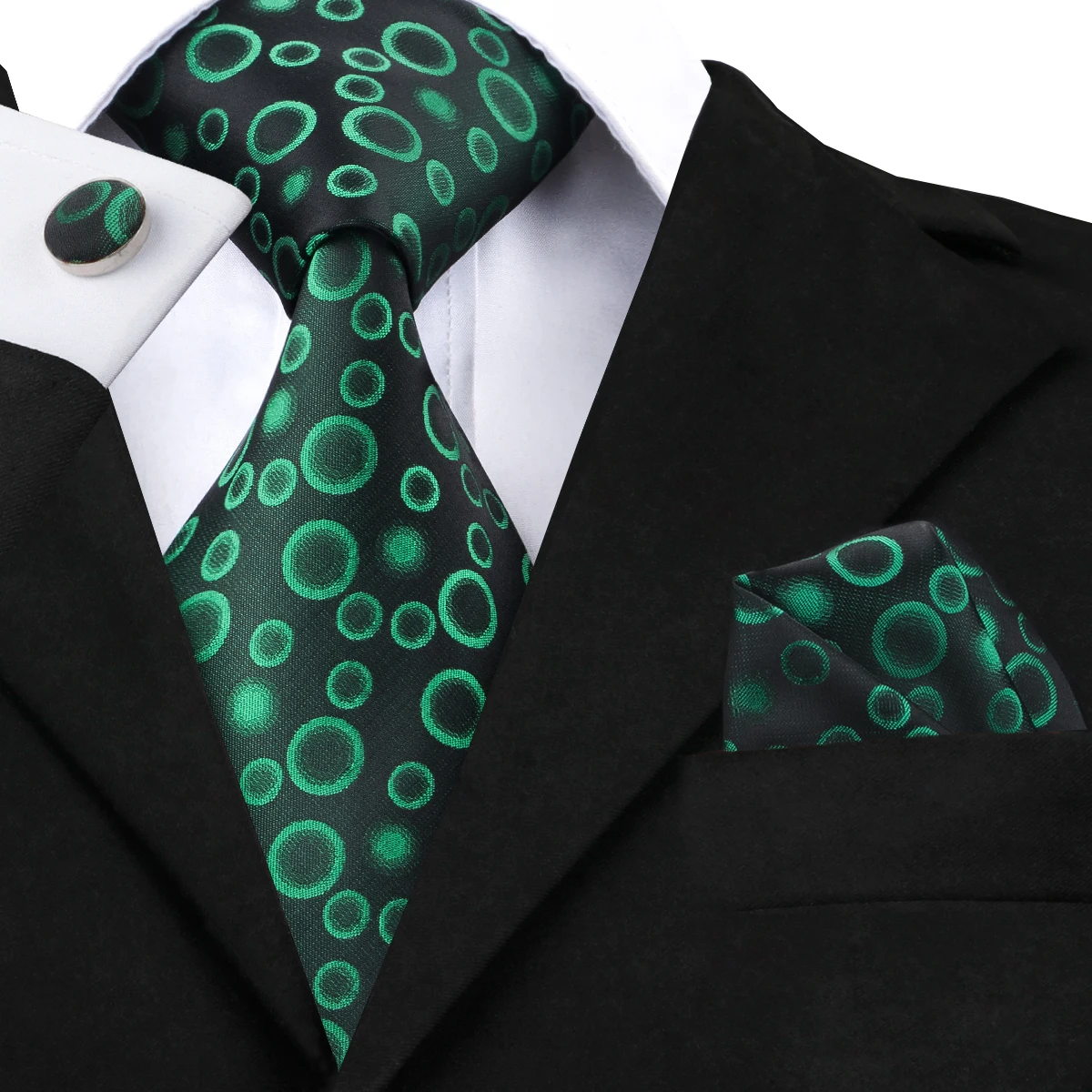 Модный зеленый набор галстуков в горошек для мужчин Шелковый Классический