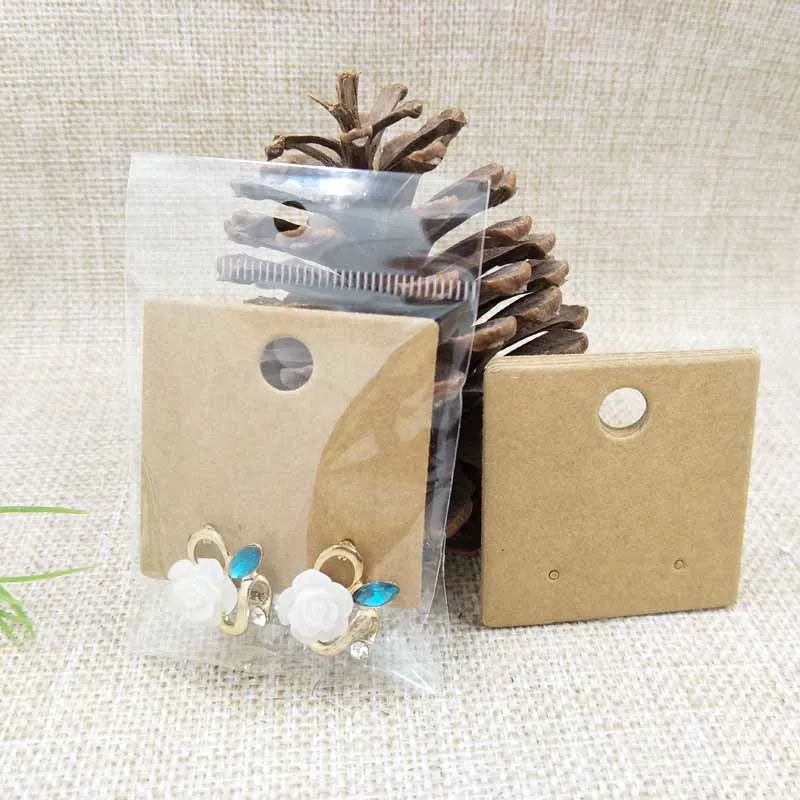 Картон крафт/белый квадратной формы 5*5 см серьги-гвоздики дисплей упаковочная