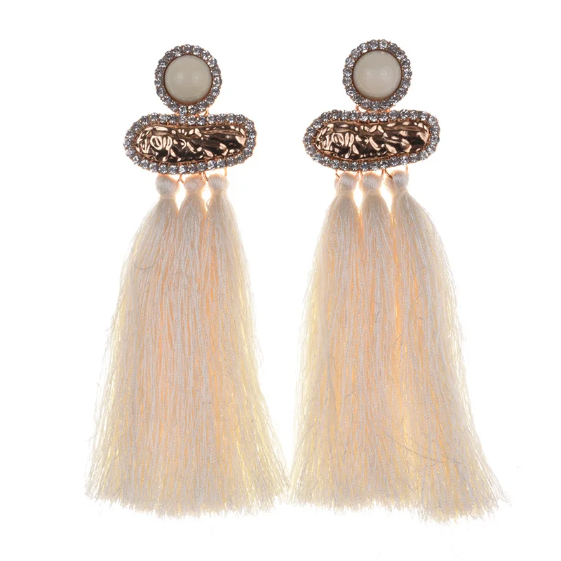 PPG&ampPGG Wedding Women Statement Earring Fashion Floral Crystal Drop Earrings Jewelry Long Tassel Fringes Wholesale | Украшения и