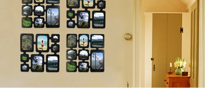 4 шт черные пластиковые DIY настенные фоторамки Висячие экранные панели перегородки свадебный подарок на день рождения