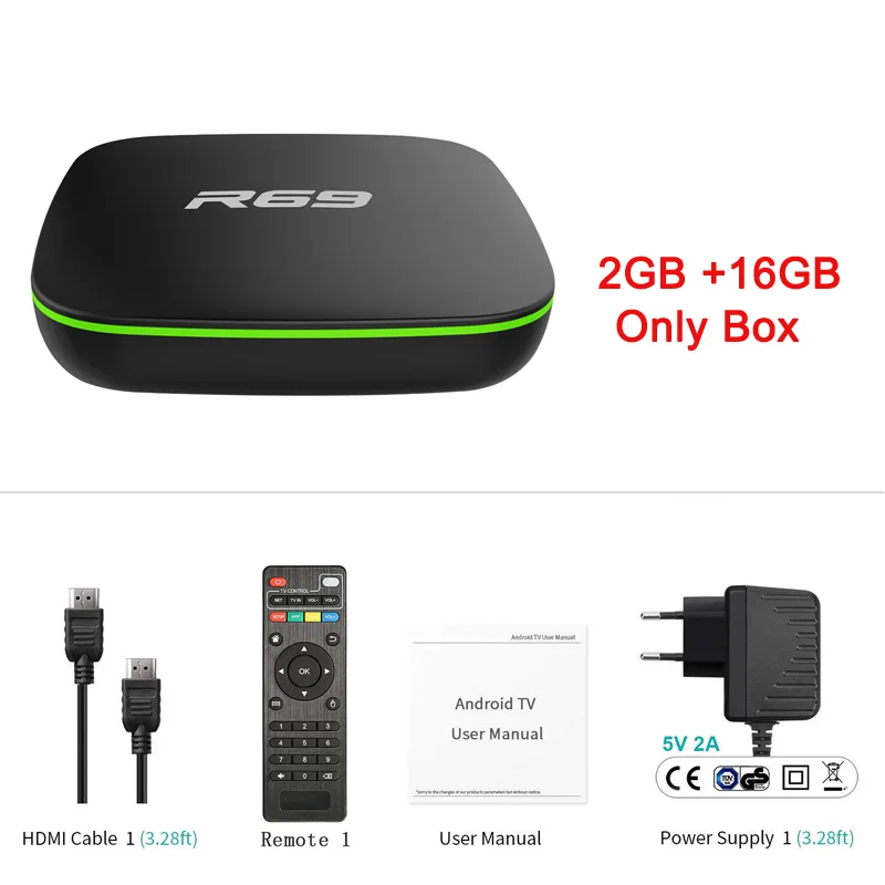 2G 16G Мини R69 Android 7,1 Смарт ТВ приставка 1 ГБ 8 ГБ Allwinner H3 четырехъядерный 2,4G Wifi приставка 1080P HD Поддержка 3D фильм Suppot IPTV приставка - Цвет: 2G 16G