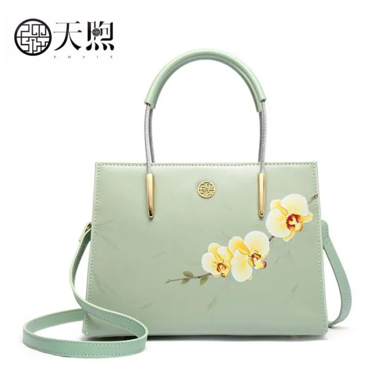 Pmsix New cowhide luxury leather printing bags designer women Leather bag shoulder crossbody for | Багаж и сумки