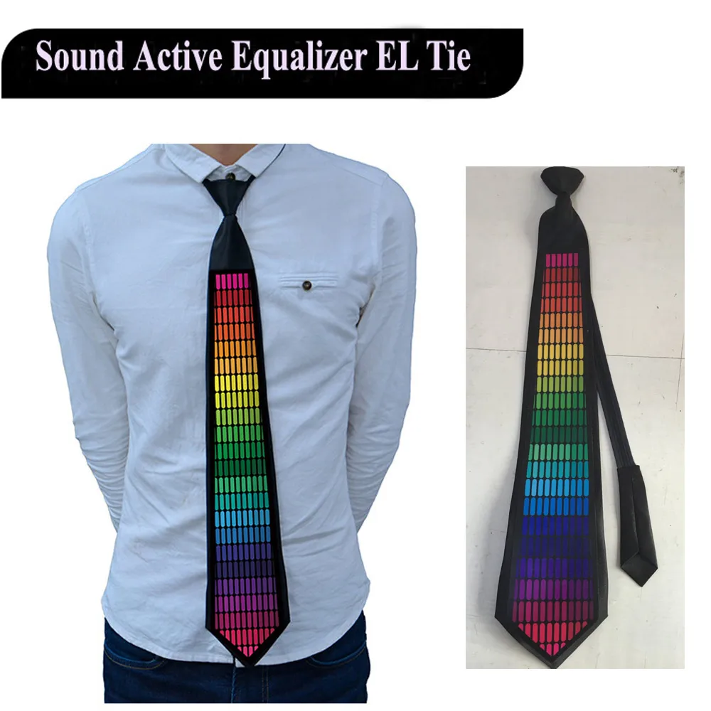 

High Quality EL Tie Sound Activated Flashing led Tie cosplay Light Up Down Music Party Equalizer led neck TIE