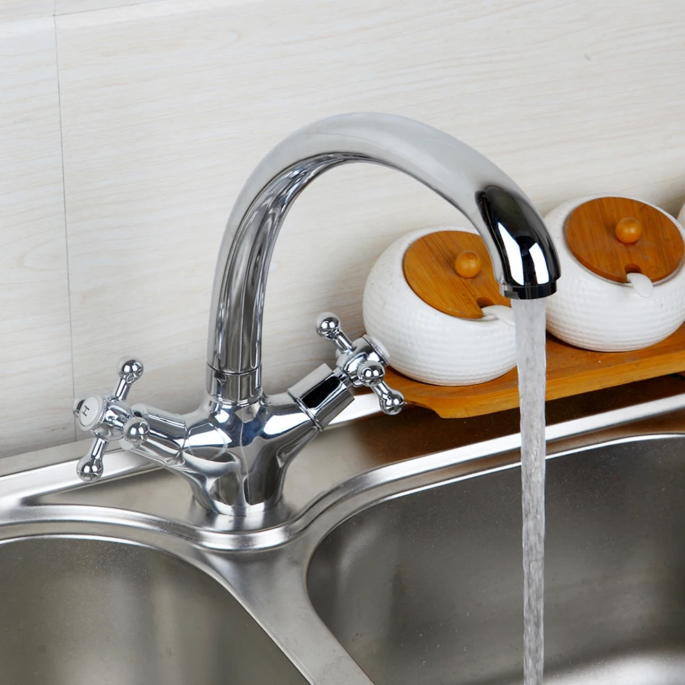 KEMAIDI RU смеситель для кухни из полированной хромированной латуни двойная ручка