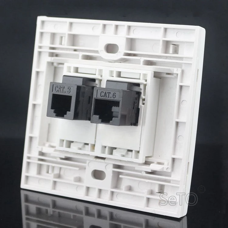 SeTo 86 Тип Gigabit RJ45 CAT6 сеть Lan + RJ11 Cat3 Телефонная настенная пластина розетка Keystone