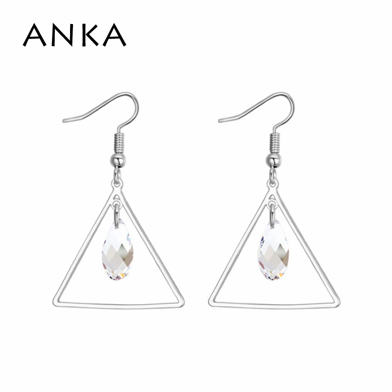 

ANKA simple triangle metal frame and water drop earrings for women fashion wedding jewelry Crystals from Austria #124628