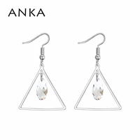anka simple triangle metal frame and water drop earrings for women fashion wedding jewelry crystals from austria 124628