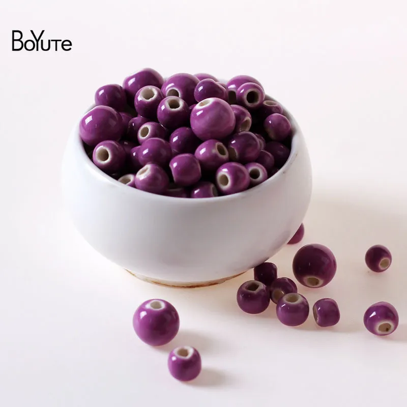 Beads 19 BoYuTe 50 шт 6 мм 8 мм 10 мм 12 мм 14 мм свободные бусины ручной работы Фарфоровые керамические бусины для изготовления ювелирных изделий - Цвет: Beads 19