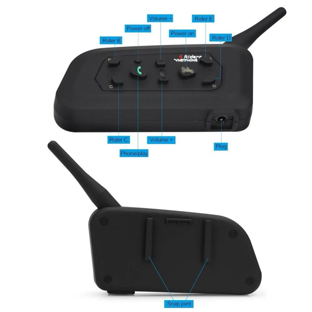 VnetPhone 1 комплект V6 домофон шлем Bluetooth гарнитура мотоциклетная связь Intercomunicador 6