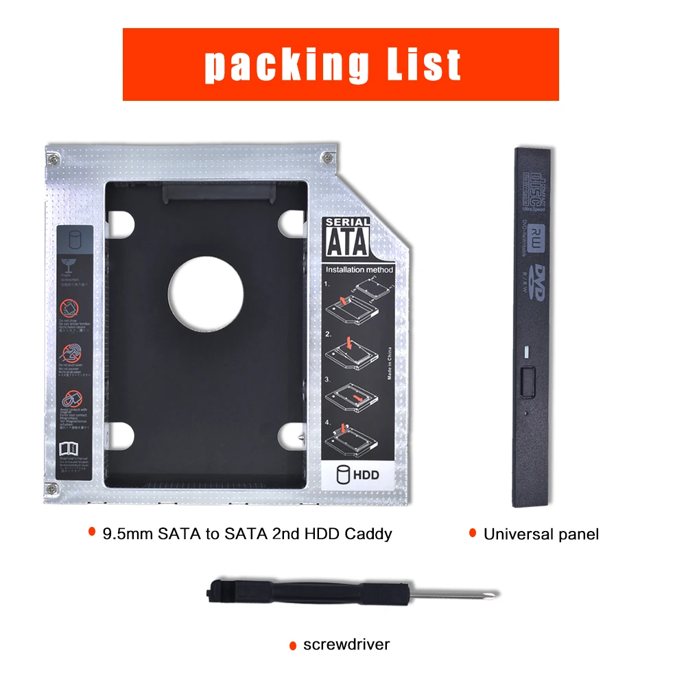TISHRIC 2nd HDD Caddy 9 5 мм SATA 3 0 2 &quotSSD OptiBay чехол для драйвера жесткого диска Универсальный