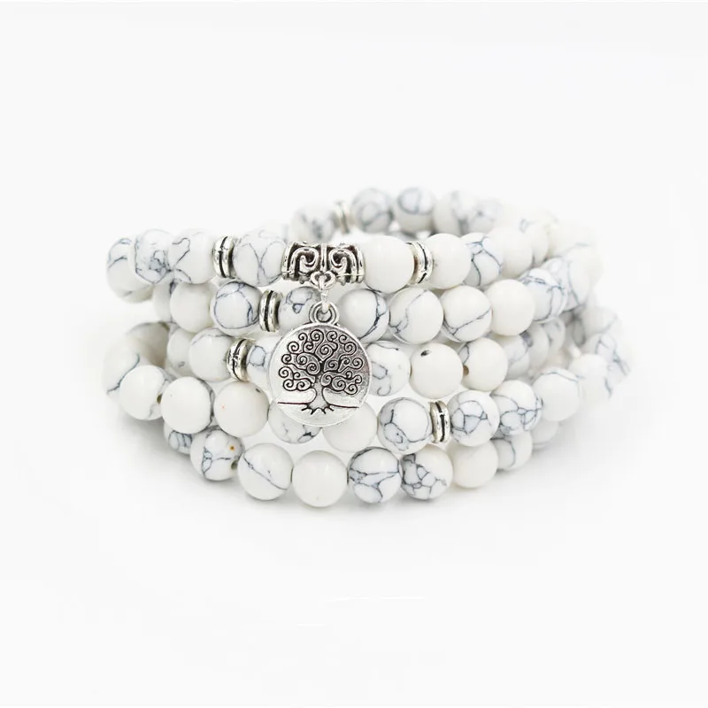 Модный подвесной браслет NADEEM 108 шт. Mala Howlite камень бисер глаза ожерелье Yogi
