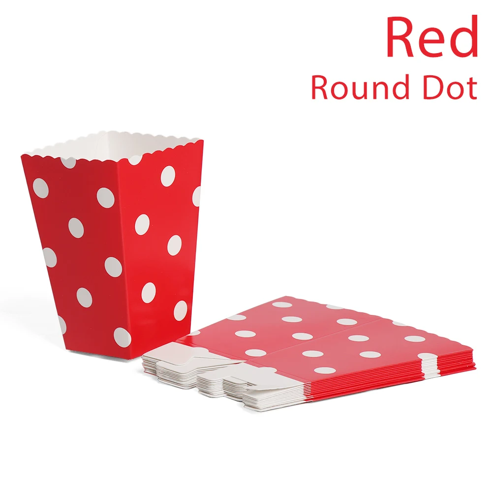 Round Dot red 12 шт. розовые Золотые Коробки для попкорна, сумки для детской вечеринки, коробки, свадьба, день рождения, Декор, товары для фильмов, сумки для попкорна, вечерние принадлежности - Цвет: Round Dot red
