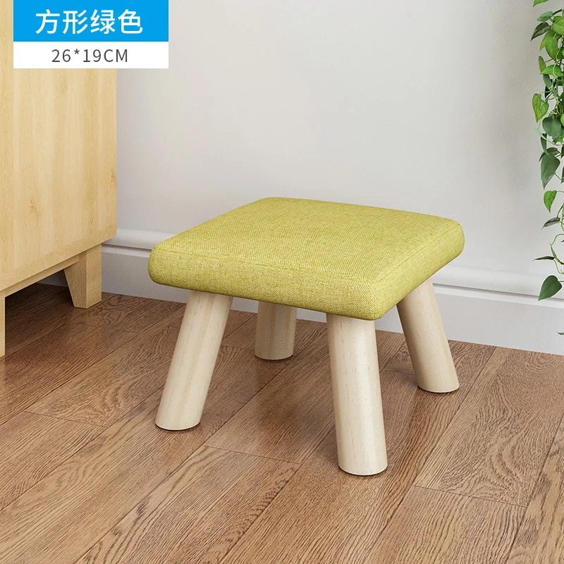 Square green Табурет оригинальность маленькая скамейка низкий табурет из цельного дерева домашний тканевый художественный маленький табурет круглый табурет диван табурет - Цвет: Square green