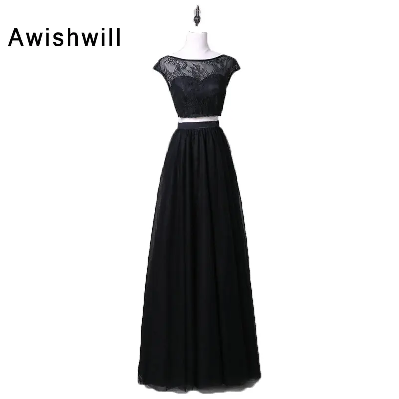 Новое поступление черный торжественное платье 2 шт. Кружево и Тюль спинки Этаж