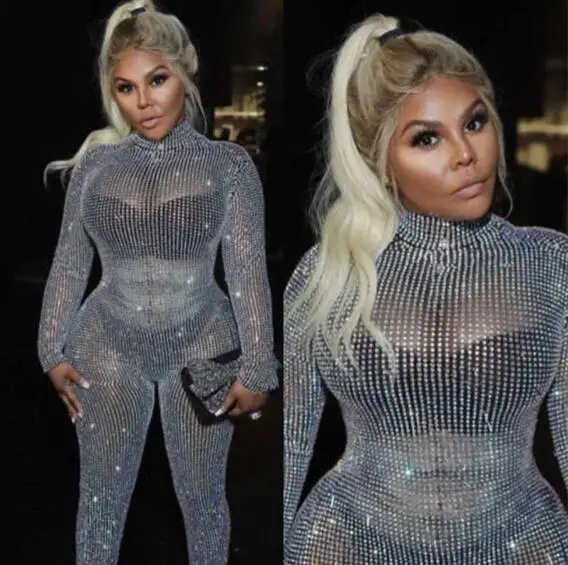 Блестящий Модный Комбинезон разы с полными кристаллами наряд для выпускного