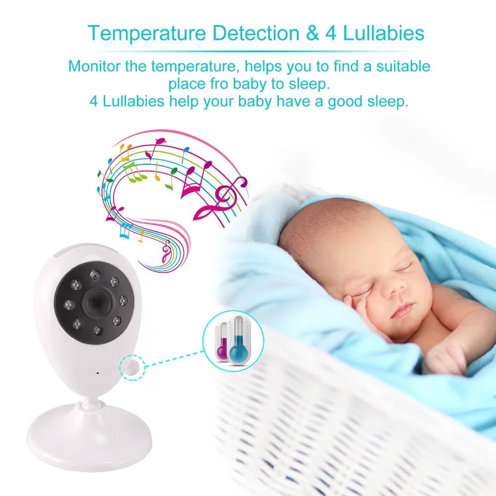 2.4 inch Wireless LCD Audio Radio Baby Sleeping Monitor Music Nanny Security Camera Night Vision Temperature Babysitter | Мать и ребенок