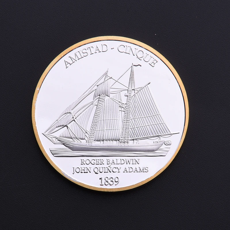 Us Civil War Challenge Coin 1839 Amistad Cinque парусная лодка монеты памятная монета|Безвалютные