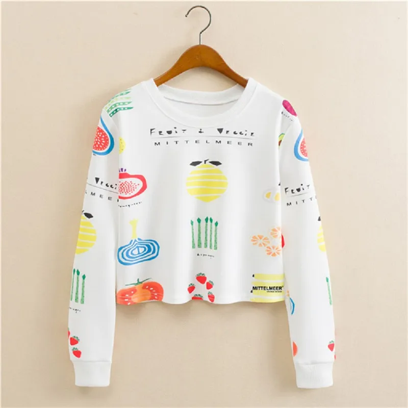 Harajuku Растениеводство Для женщин кофты Толстовки каваи осень Зимний пуловер