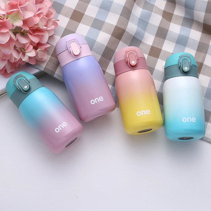 Чашка для горячей воды градиентного цвета ребенка термосы из нержавеющей стали