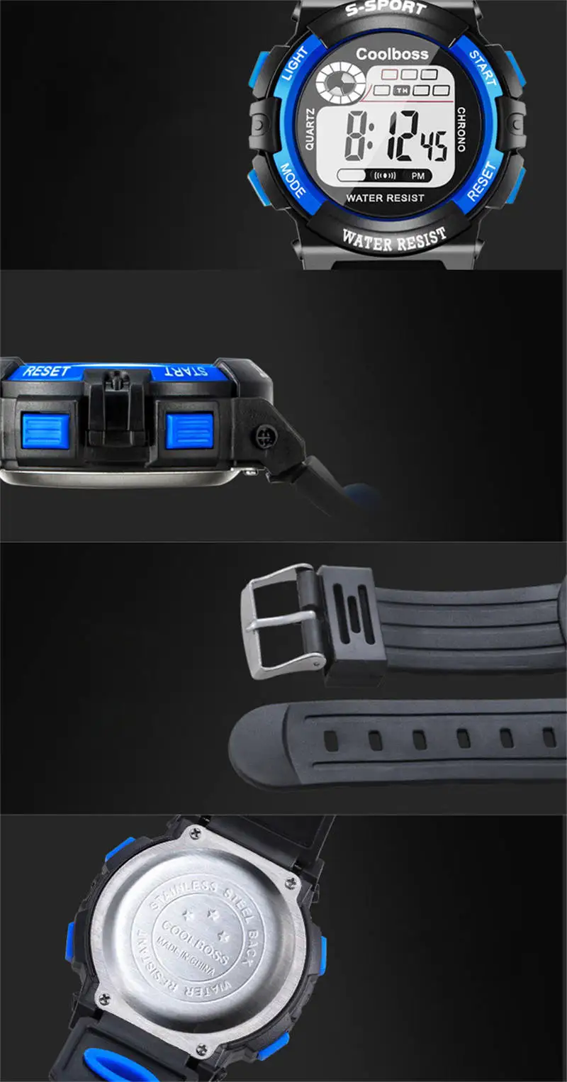 Спортивный студент, дети, часы детские часы для мальчиков 4X часы детский светодиодный цифровой наручные часы электронные наручные часы для мальчиков и девочек подарок