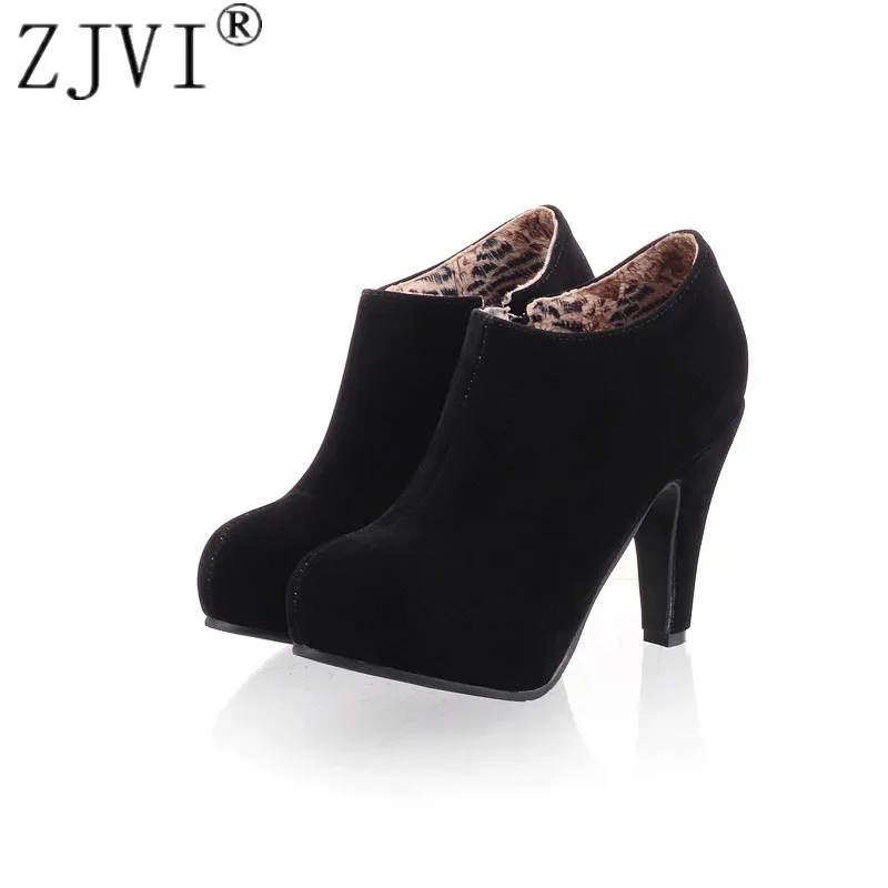 

ZJVI Women Black Thick High Heels Pumps Womens Autumn Winter Platform Shoes 2022 Nubuck Woman Fashion Ladies Causal Work Shoes