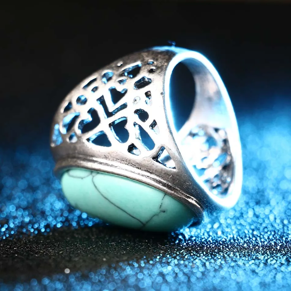 Уникальное большое овальное кольцо в богемном стиле серебряного цвета ювелирные