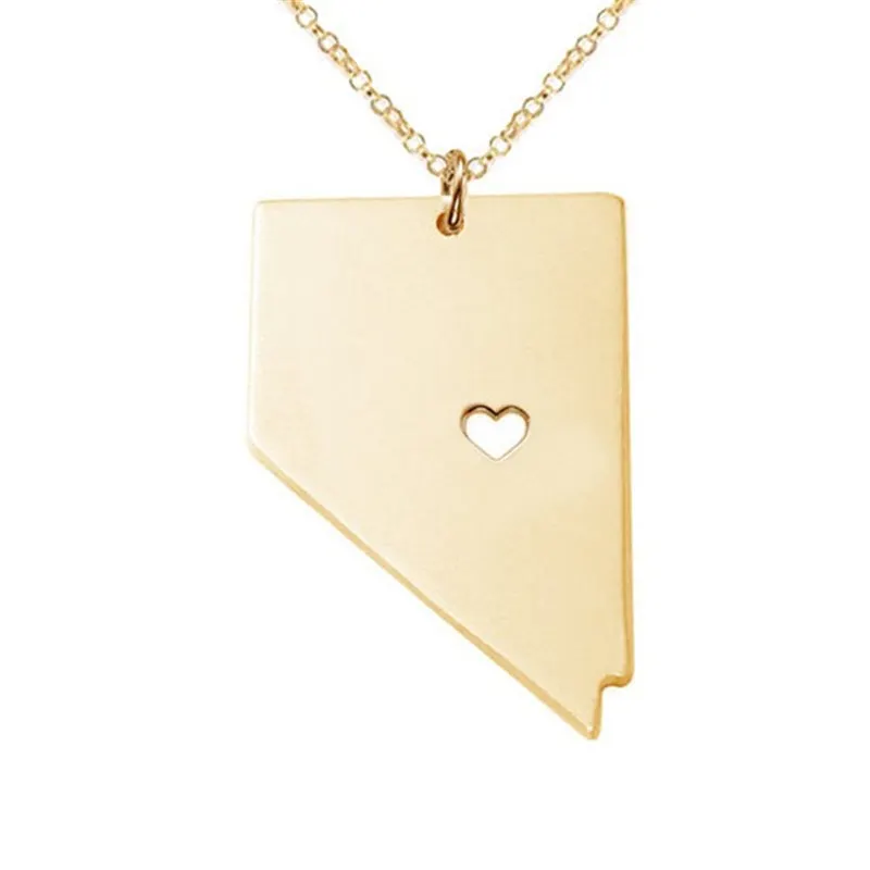 High quality Fahsion USA Map Jewelry State Pendant Nevada necklace America Necklaces With Heart DIY | Украшения и аксессуары