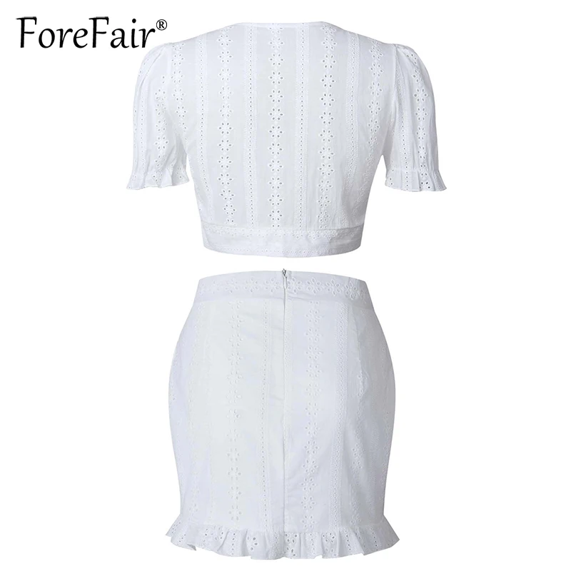 Женский кружевной комплект из 2 предметов белый Повседневный хлопковый с