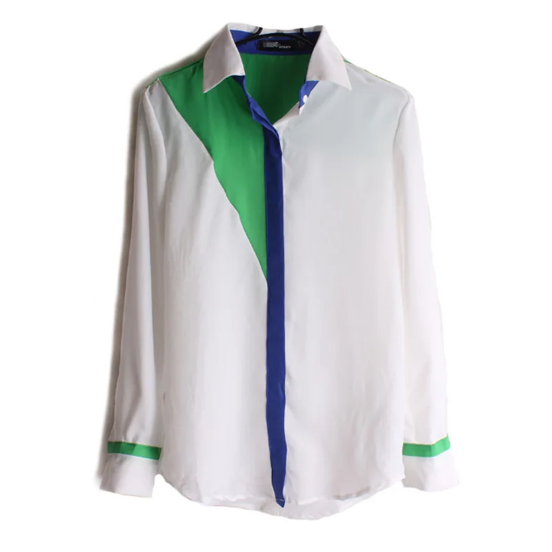 2014 new autumn winter mixed colors Slim Ms. Europe striped women's long-sleeved polo shirt chiffon blouse for lady A-260 |