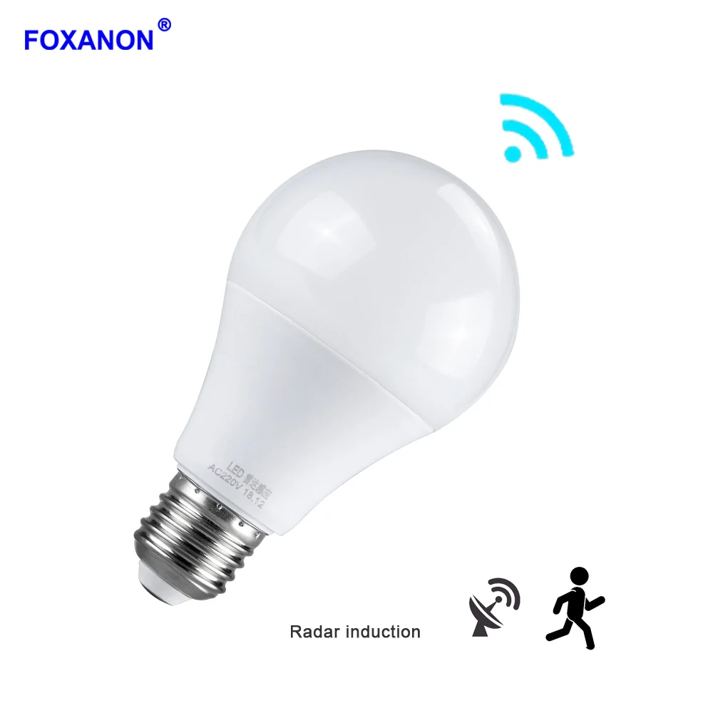 

Foxanon PIR Motion Sensor Smart LED Lamp 220V 10W 15W 20W Ampoule LED E27 Sensor Radar Light Bulb Auto OFF/ON 6500K A65 A70 A80