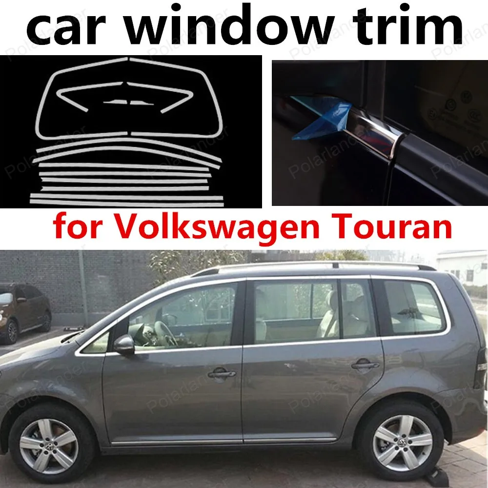 

hot sell car styling Stainless Steel car window trim decoration accessary for Volkswagen Touran 2008-2015 without column