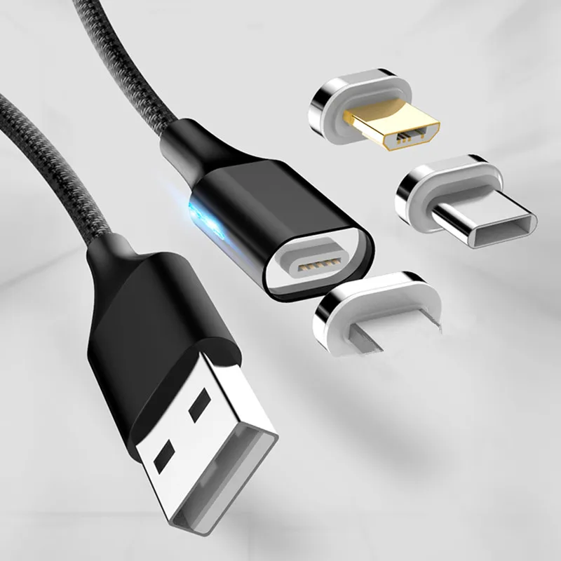 Магнитный usb кабель для iPhone Android Micro type C с нейлоновой оплеткой магнитный боковой