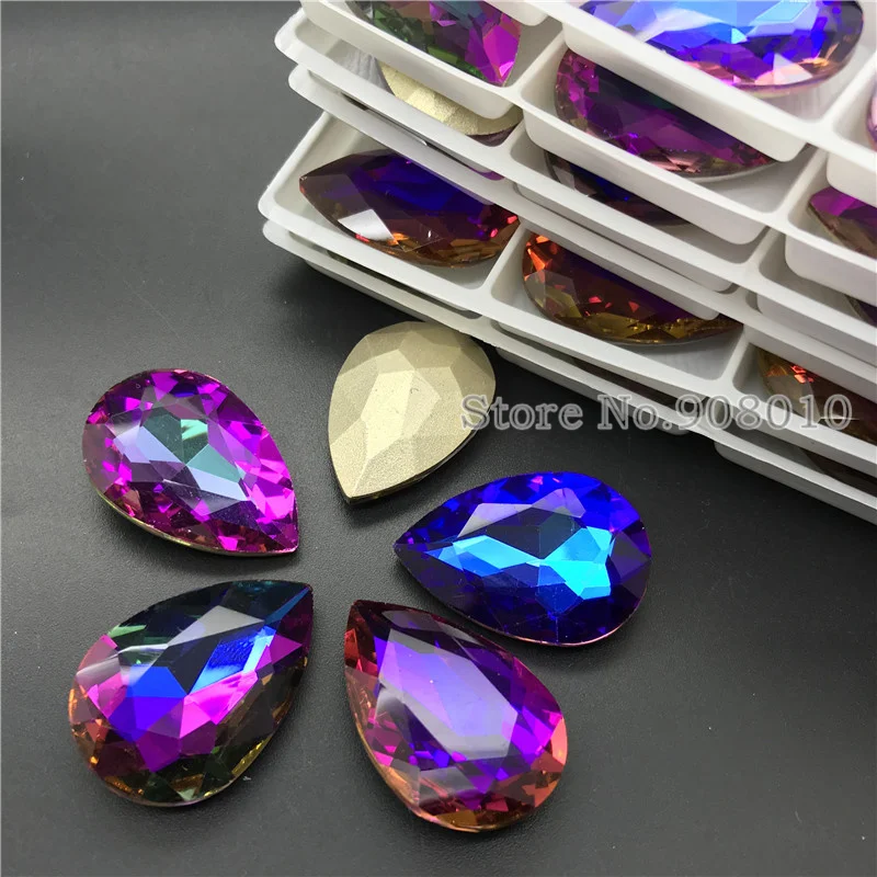 TopStone Drop Shape Glass Стразы New Volcano Colors Teardrop Crystal СТРАЗА под Камень Diamond 14x10 18x13 25x18 30x20