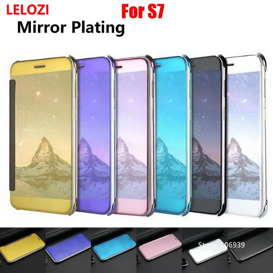 Lelozi покрытие Clear View Жесткий PC тонкий раскладной зеркало телефон фононов mobil Fundas Etui