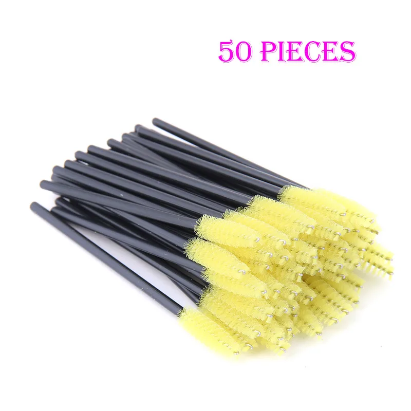 50pcs-Y 50/100 шт. Наращивание ресниц одноразовые макияж кисти для бровей тушь для ресниц аппликатор ресницы глаз косметические кисти набор макияж набор - Handle Color: 50pcs-Y