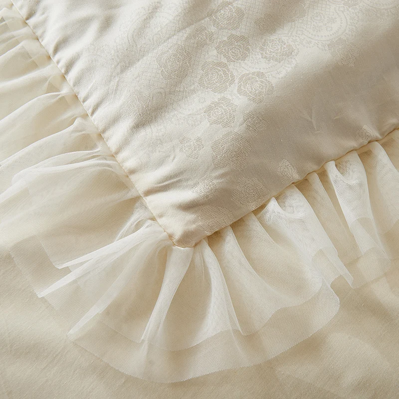 100% хлопок жаккард кружево Свадебный Комплект постельного белья Корея принцесса