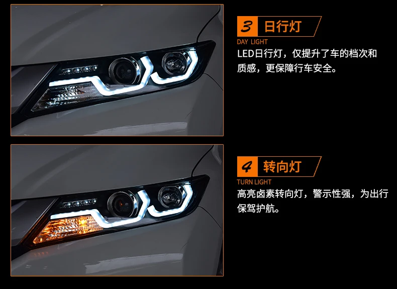 Doxa Автомобильные фары для Honda City фары U светодиодный DRL город фара переднего света Би ксеноновых фар, Высокопрочная конструкция H7 D2H объектив