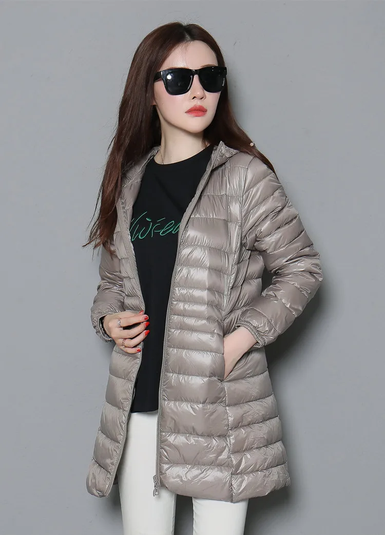 S~ 6XL, новинка, осенне-зимняя женская куртка на утином пуху, тонкая парка, Женское пальто, длинное пальто с капюшоном размера плюс, ультра светильник, верхняя одежда SF038